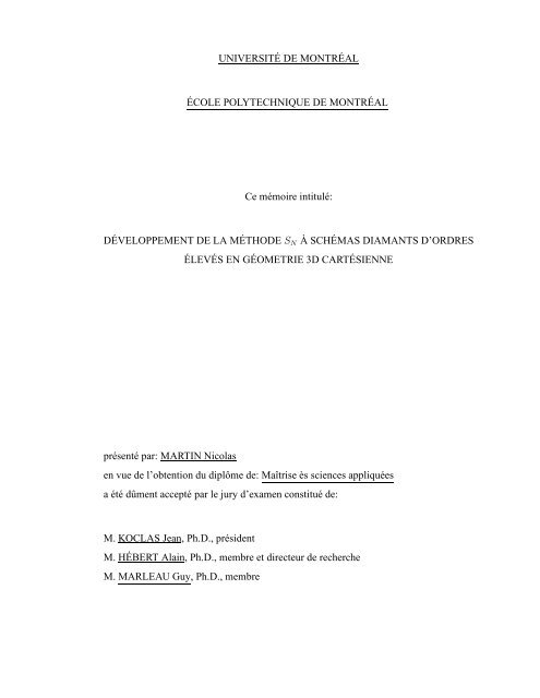 université de montréal développement de la méthode sn à schémas ...