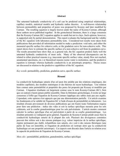 Evaluation of the Kozeny-Carman equation - École Polytechnique ...