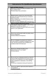 Subcontractor Pre-Qualification Questionnaire - Site Safe