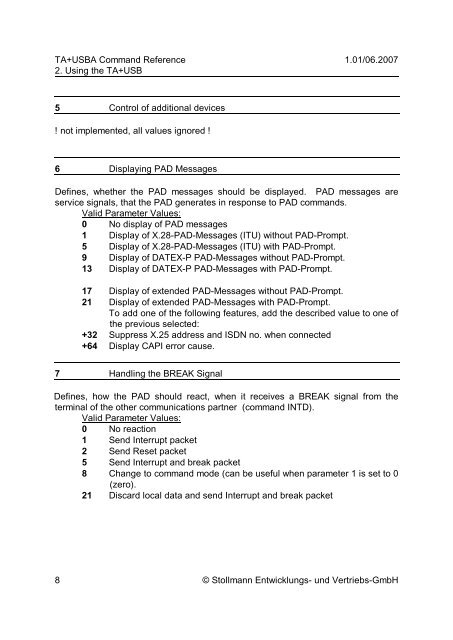 Command Reference - Stollmann