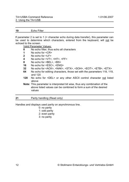 Command Reference - Stollmann