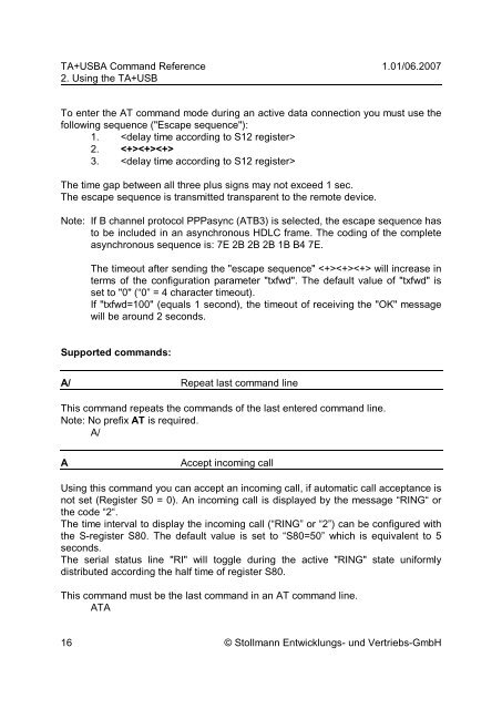 Command Reference - Stollmann