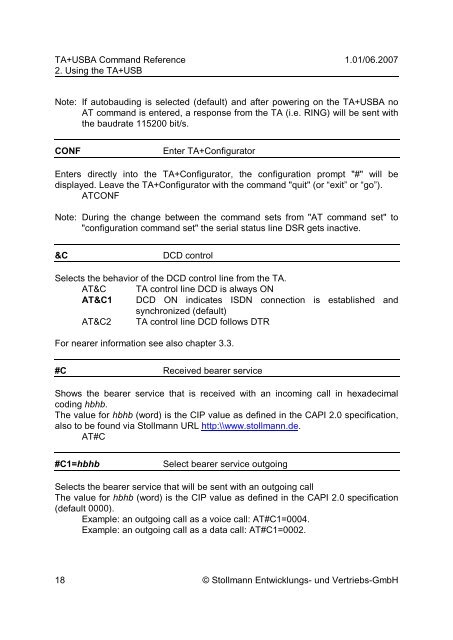 Command Reference - Stollmann