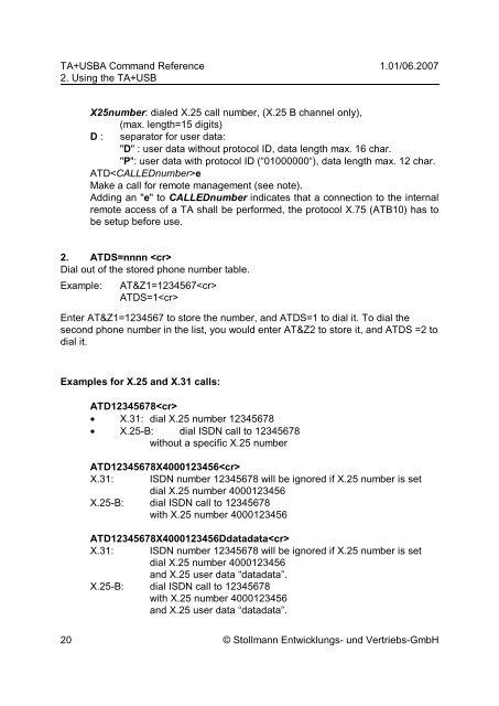 Command Reference - Stollmann