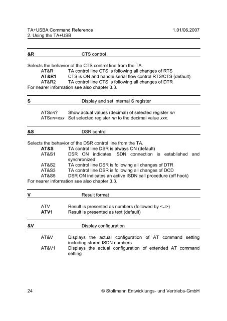 Command Reference - Stollmann