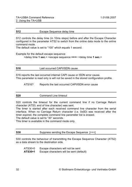 Command Reference - Stollmann