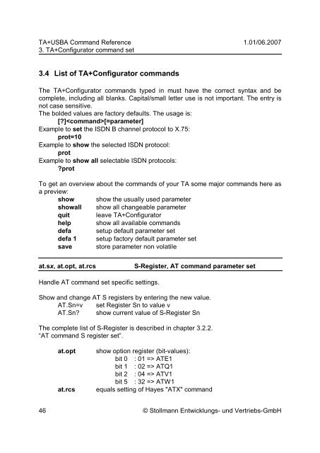 Command Reference - Stollmann