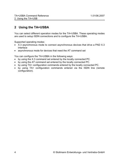 Command Reference - Stollmann