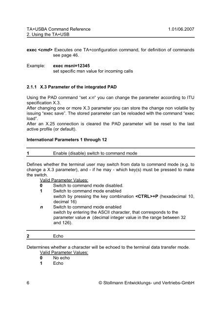 Command Reference - Stollmann