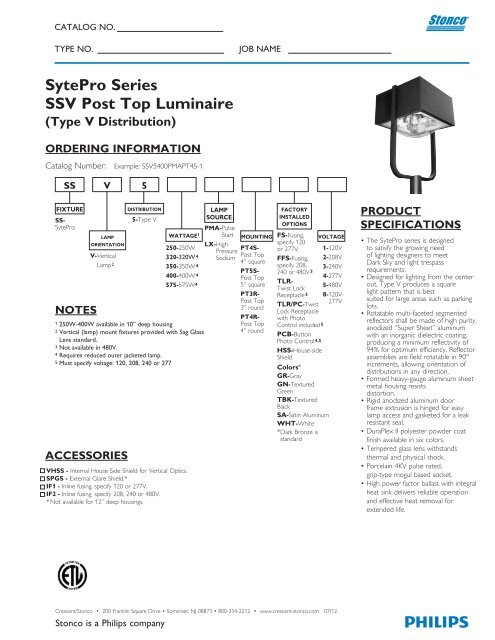 SSV PT Type 5 Specs - Crescent - Stonco