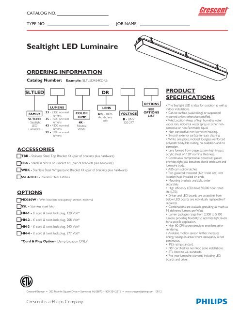 Sealtight LED Luminaire - Crescent/Stonco