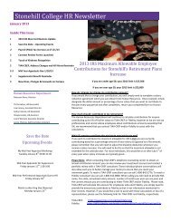 HR Newsletter, January 2013 - Stonehill College