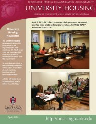 April, 2012 - University Housing - University of Arkansas