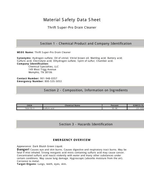 Material Safety Data Sheet