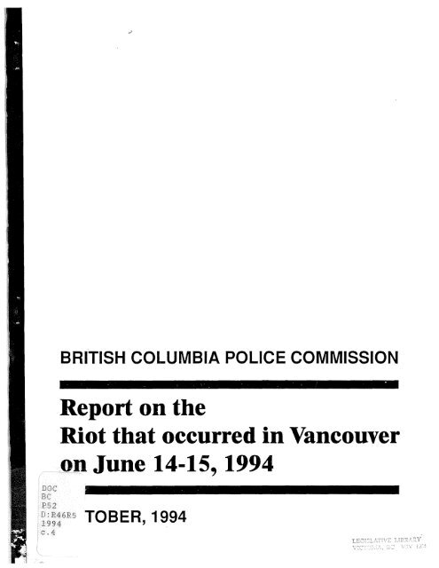 British columbia police commission - The Globe and Mail