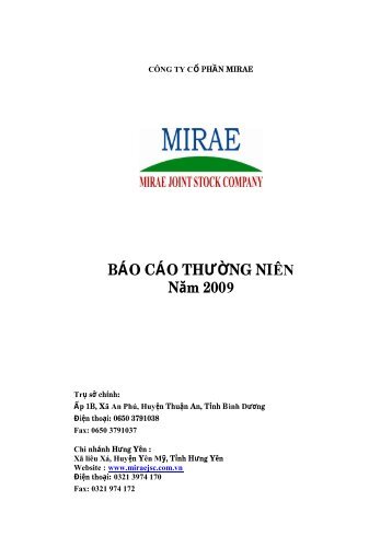 BÃO CÃO THÆ¯á»NG NIÃN NÄm 2009 - Vietstock