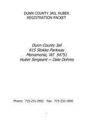 Dunn County Jail Huber Registration Packet