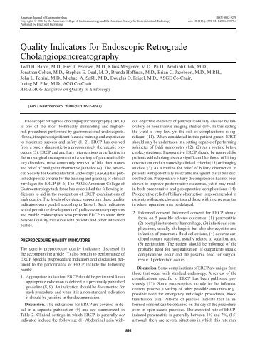 Quality Indicators for Endoscopic Retrograde - American College of ...