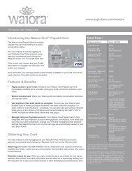 Card Fees: www.paylution.com/waiora Introducing the Waiora Visa ...