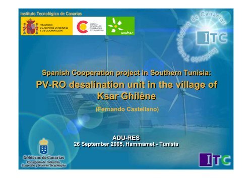 PV-RO desalination unit in the village of Ksar GhilÃ¨ne ... - ADU-RES