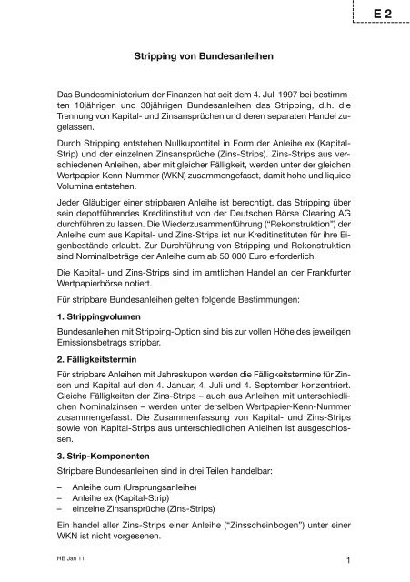 Stripping von Bundesanleihen - Finanzagentur GmbH