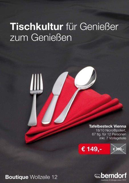 Tischkultur für Genießer zum Genießen - Berndorf Besteck
