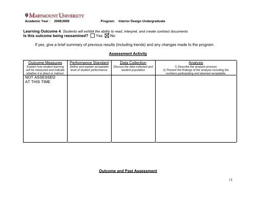 STUDENT LEARNING ASSESSMENT PLAN - Marymount University