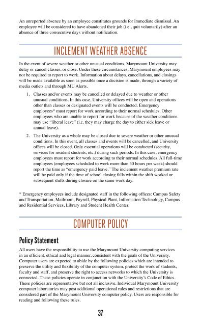 EmployEE Handbook - Marymount University