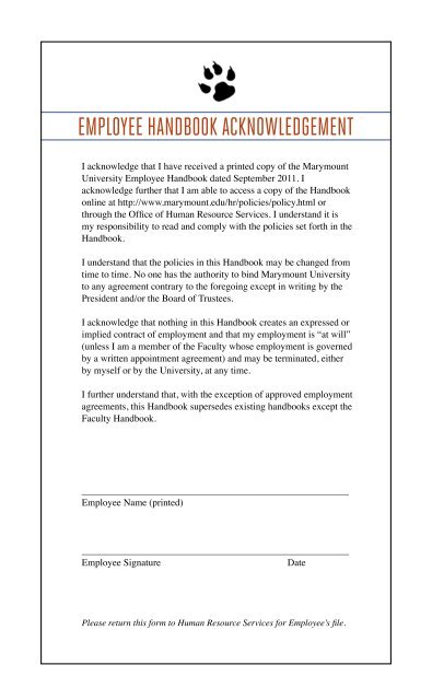 EmployEE Handbook - Marymount University