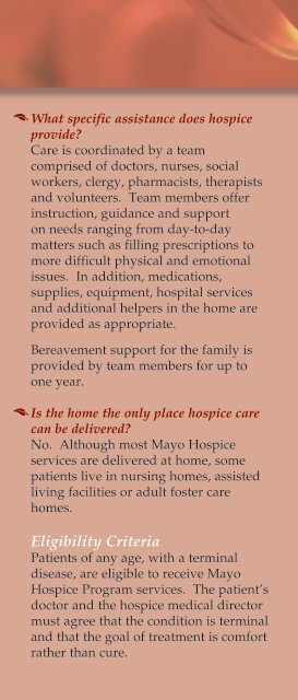 Mayo Hospice Program booklet - MC0749