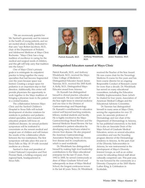 Mayo Alumni Magazine 2006 Winter - MC4409-0106 - Mayo Clinic