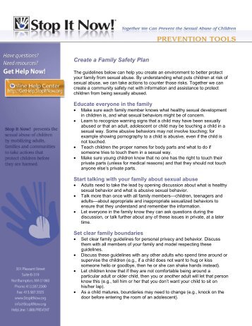 Create a Family Safety Plan - Stop It Now