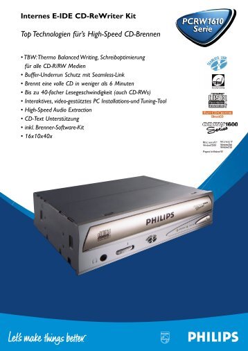 PCRW1610 Serie PCRW1610 Serie - Philips StorageUpdates
