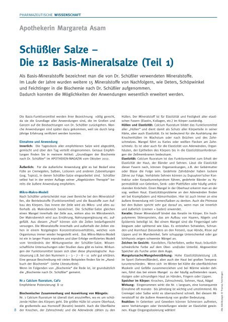 5/2013 (Mai) SchÃ¼Ãler Salze â Die 12 Basis-Mineralsalze