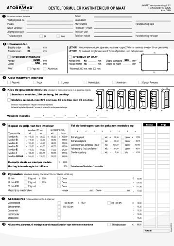 BESTELFORMULIER KASTINTERIEUR OP MAAT - StoreMax