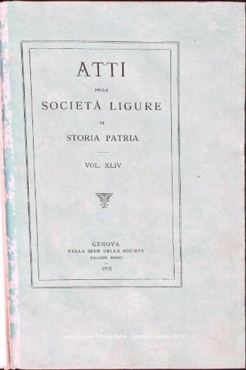 SOCIETÃ LIGURE W - SocietÃ  Ligure di Storia Patria