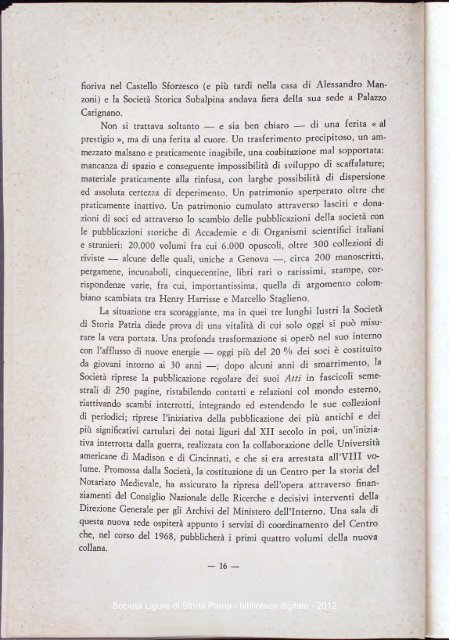 DELLA SOCIETÃ LIGURE DI STORIA PATRIA