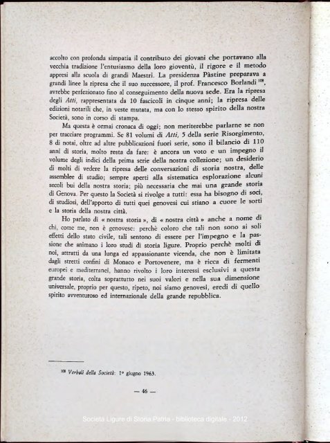 DELLA SOCIETÃ LIGURE DI STORIA PATRIA