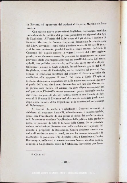 DELLA SOCIETÃ LIGURE DI STORIA PATRIA