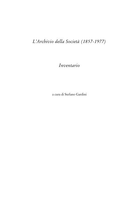 L'Archivio della SocietÃ - SocietÃ Ligure di Storia Patria