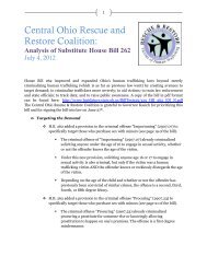 HB 262 Outline, Ohio Human Trafficking law effective July 1, 2012