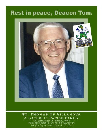 Rest in peace, Deacon Tom. - St. Thomas of Villanova