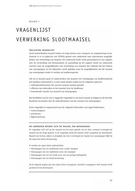 Bodemverbeterende eigenschappen van sloot - Stowa