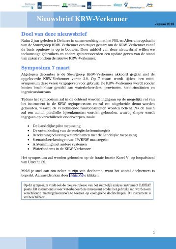 Nieuwsbrief KRW-Verkenner januari 2013 - Public Wiki - Deltares