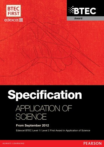 BTEC First Award in Application of Science - specification - Edexcel