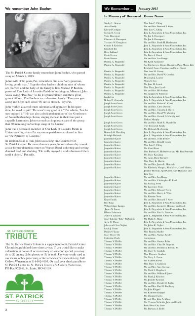 read the May 2013 Tribute insert - St. Patrick Center