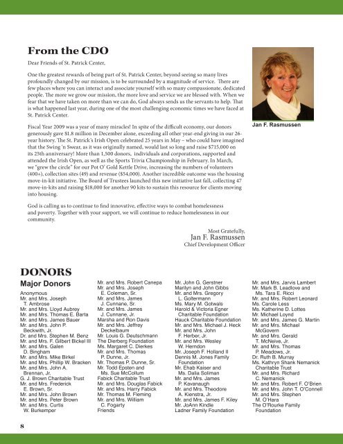 Annual Report, Fiscal Year 2009 - St. Patrick Center