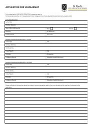 Scholarship application Cover form - St Paul's Collegiate School