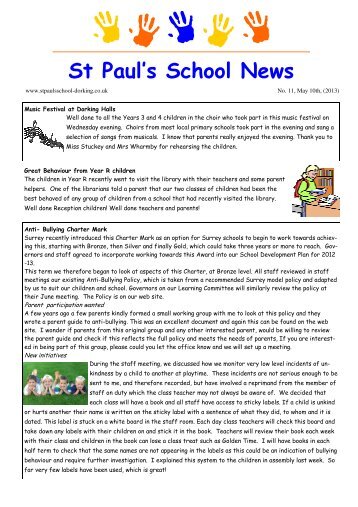 Newsletter no. 11 (May 10th 2013) - St Paul's C of E (Aided) Primary ...