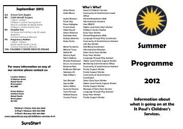 Summer Programme 2012 - St. Paul's Community Trust